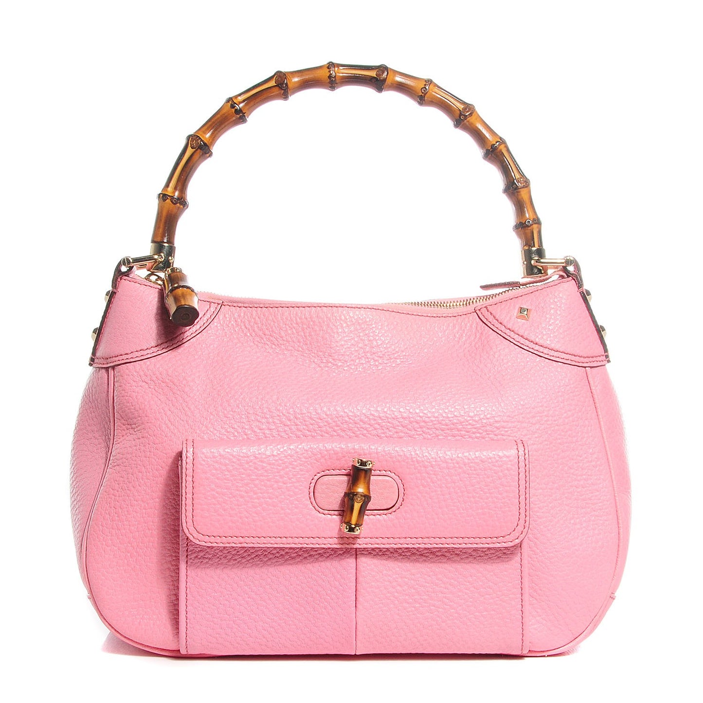 Calfskin Bamboo Top Handle Bag Pink