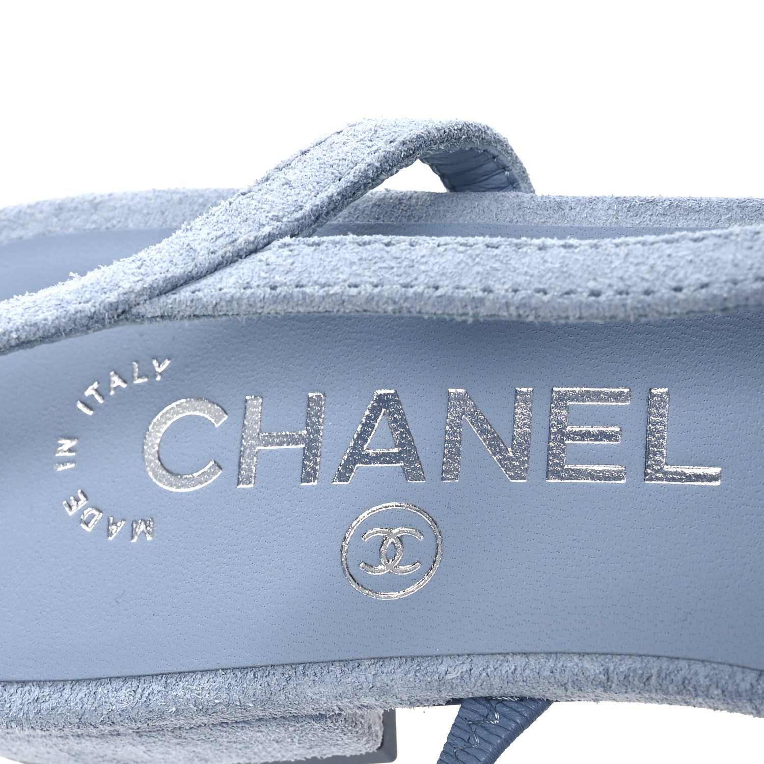 Chanel Suede Cap Toe CC Coco Slingback Pumps 36 Light Blue 9 of 11