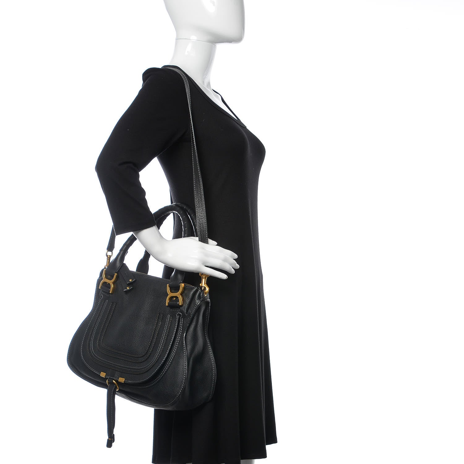 Chloe Calfskin Medium Marcie Satchel Black 2 of 11
