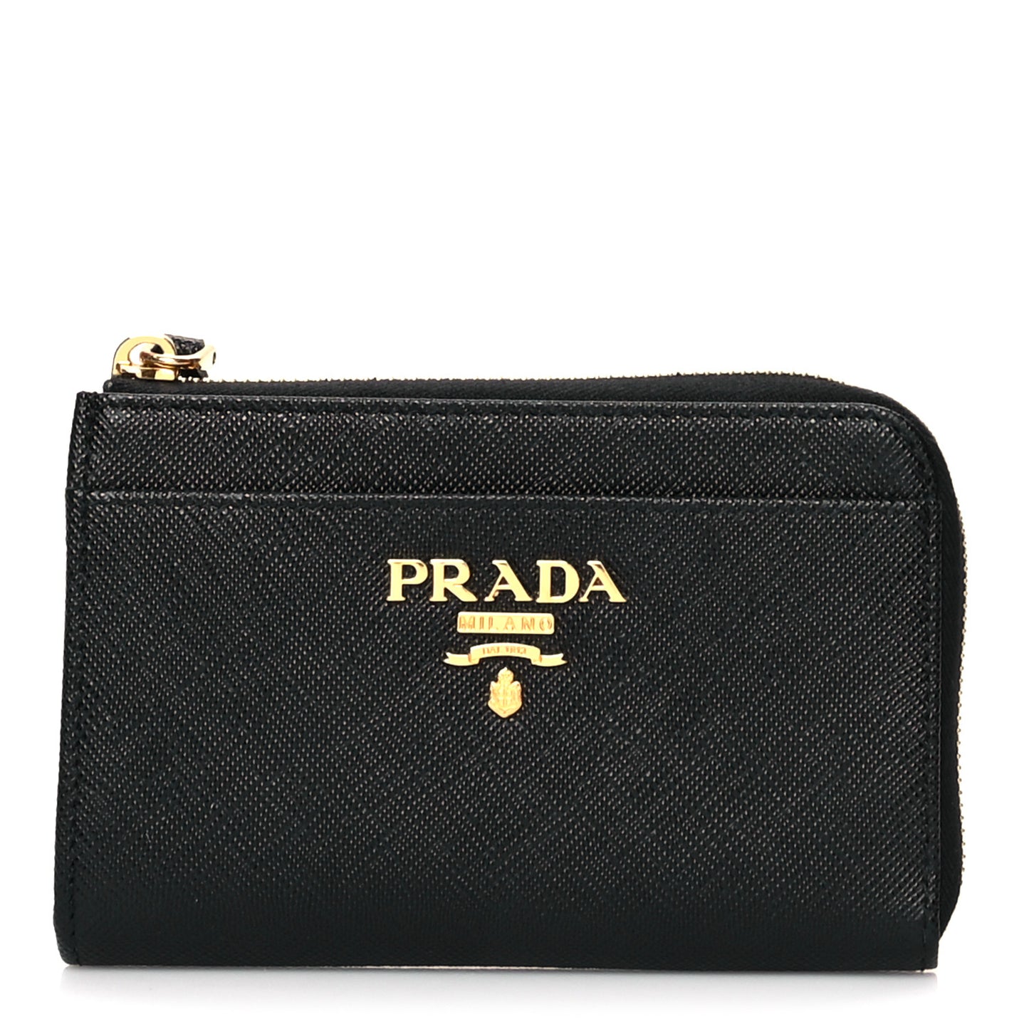 Saffiano Metal Zip Around Keychain Black
