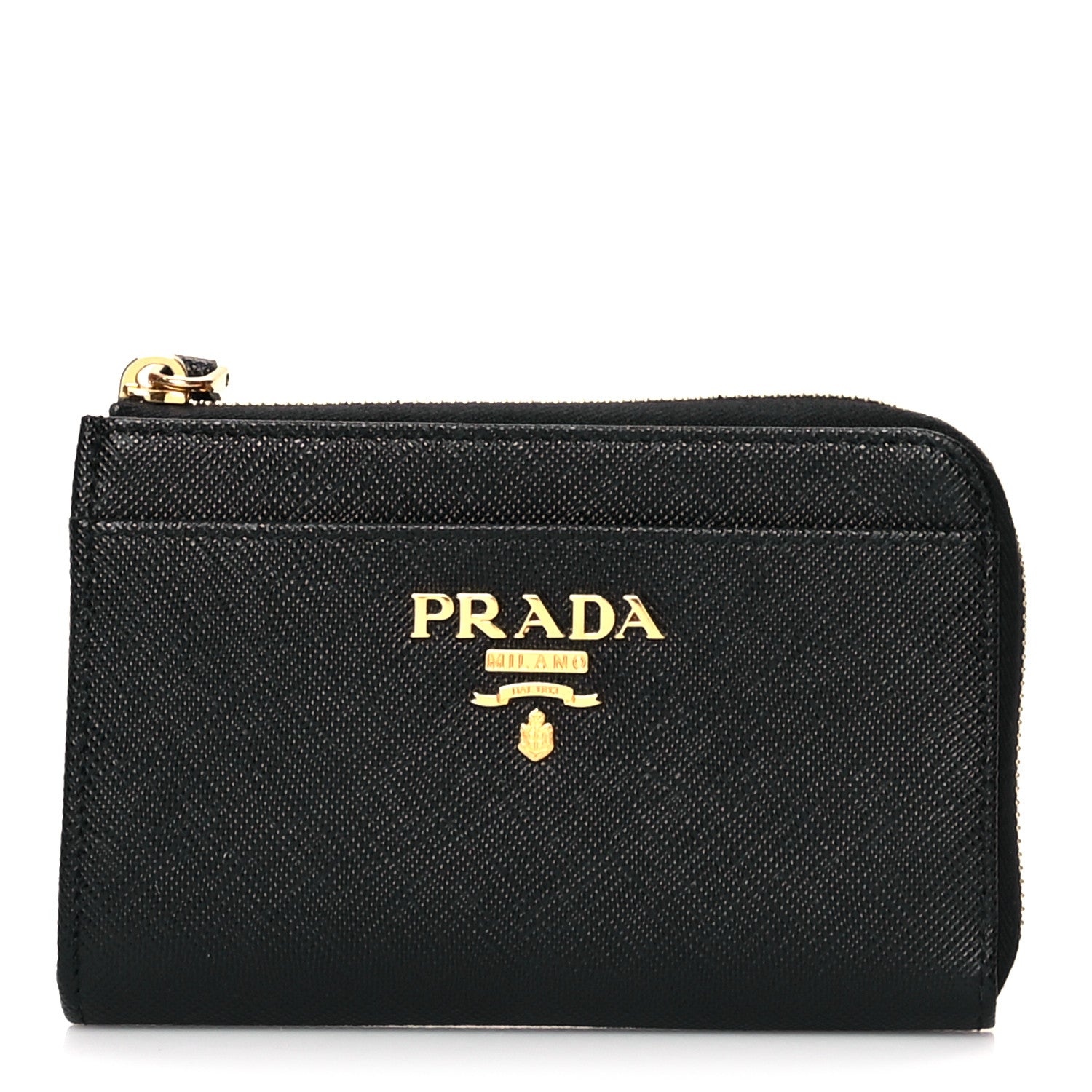 Prada Saffiano Metal Zip Around Keychain Black 1 of 7