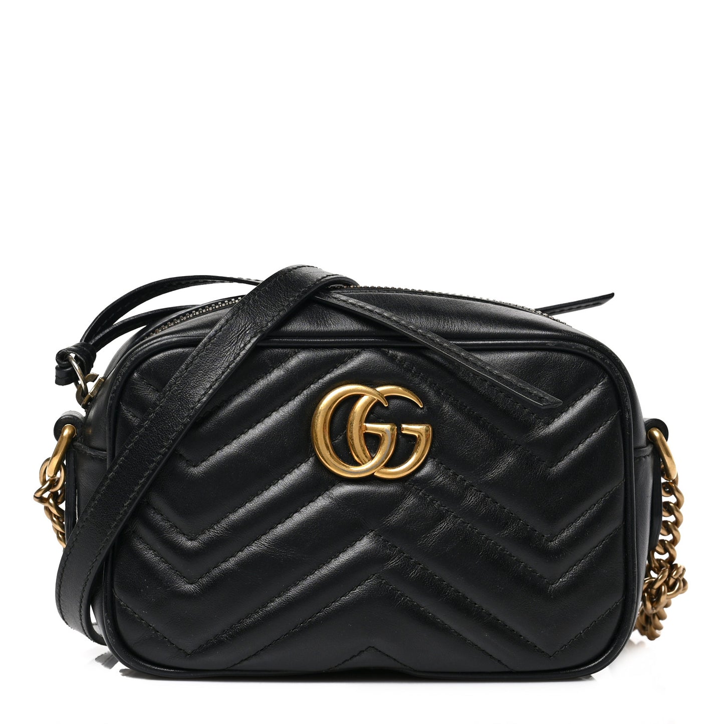 Calfskin Matelasse Mini GG Marmont Chain Shoulder Bag Black