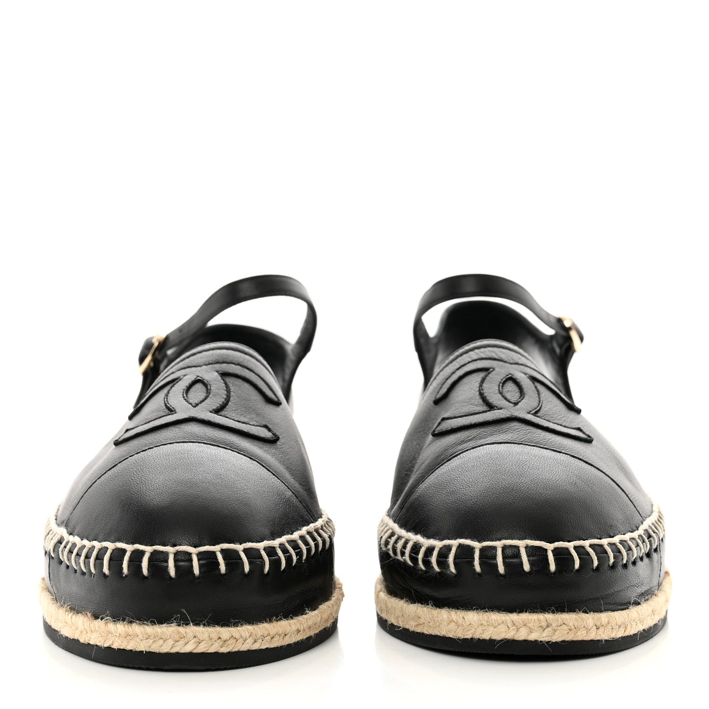 Lambskin Cap Toe CC Espadrilles Sandals 41 Black