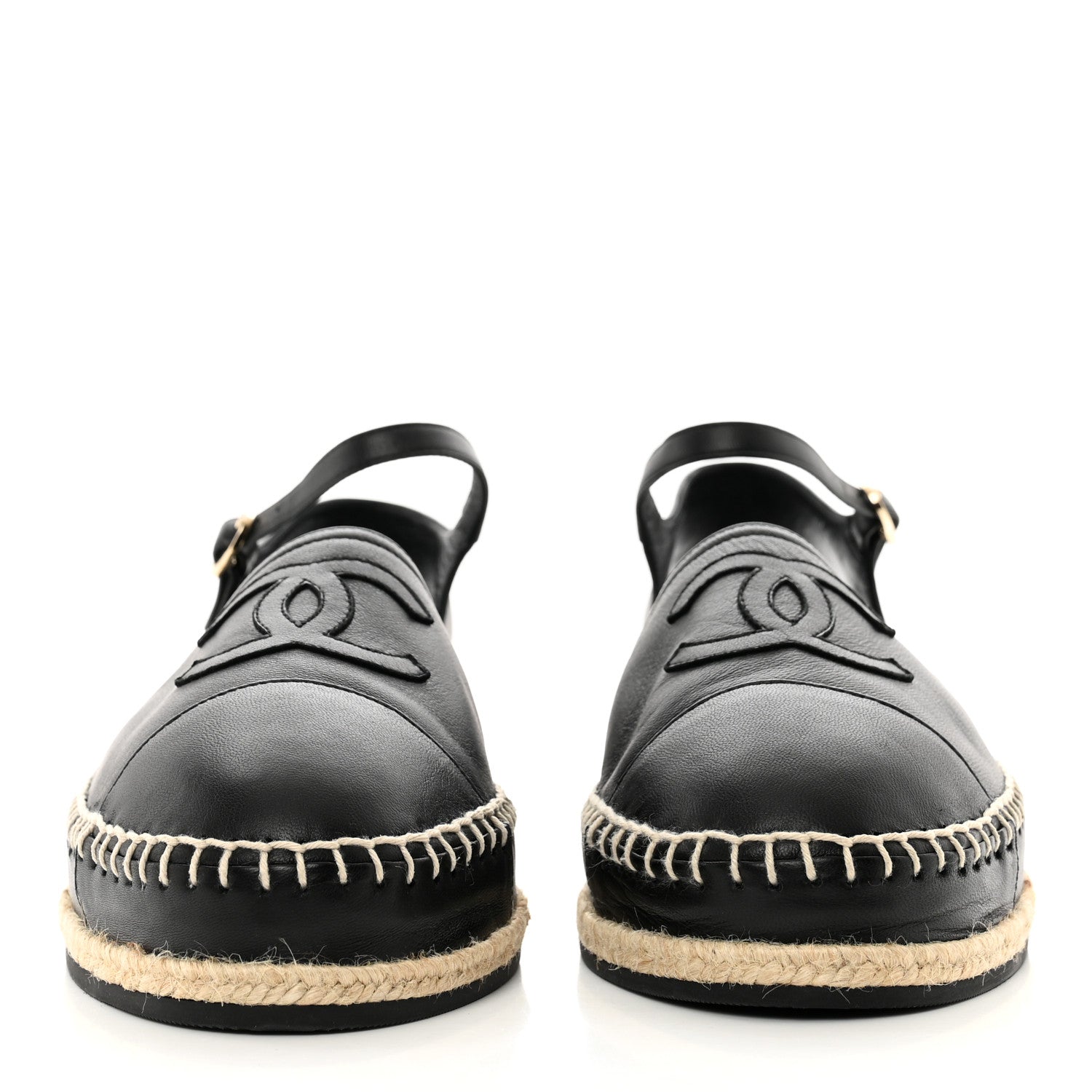 Chanel Lambskin Cap Toe CC Espadrilles Sandals 41 Black 2 of 9