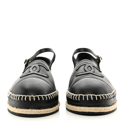 Chanel Lambskin Cap Toe CC Espadrilles Sandals 41 Black 2 of 9