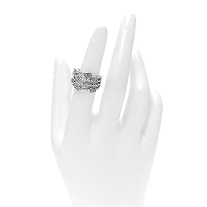 David Yurman Sterling Silver Diamond Confetti 4 Row Ring 52 6 2 of 4