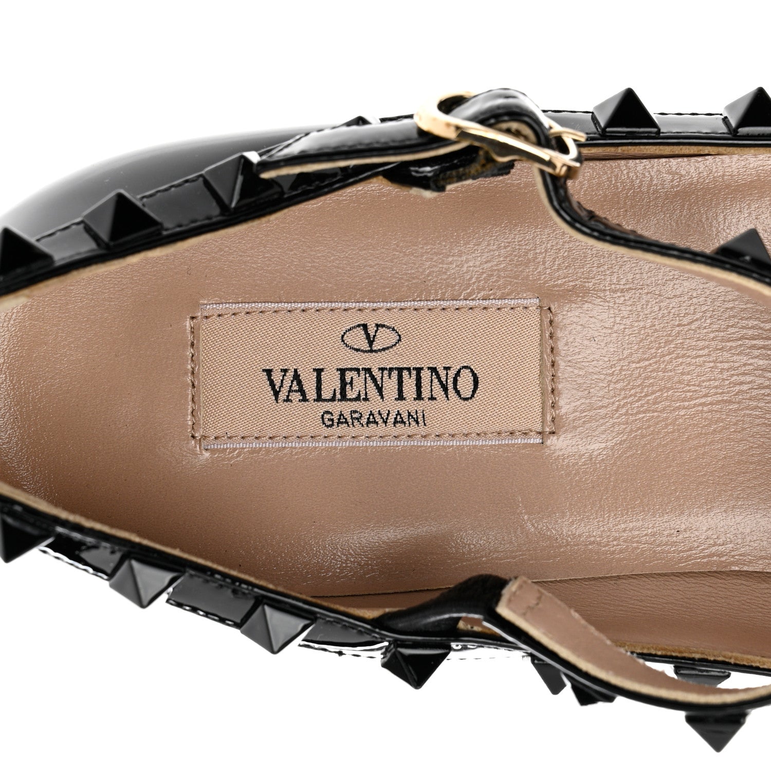 Valentino Garavani Patent Monochrome Rockstud Cage Ballerina Flats 37 Black 7 of 8