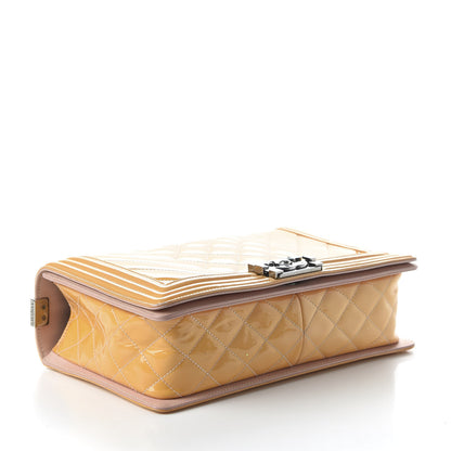 Chanel Patent Chevron Quilted New Medium Boy Flap Beige 4 of 10