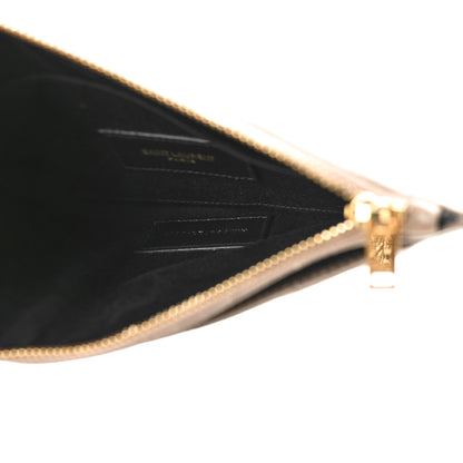 Saint Laurent Grain De Poudre Chevron Monogram Bill Pouch Dusty Grey 5 of 10