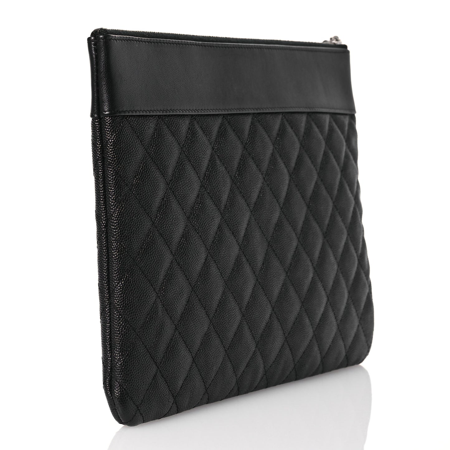 Caviar Quilted Mademoiselle Vintage Large Zip Pouch Black