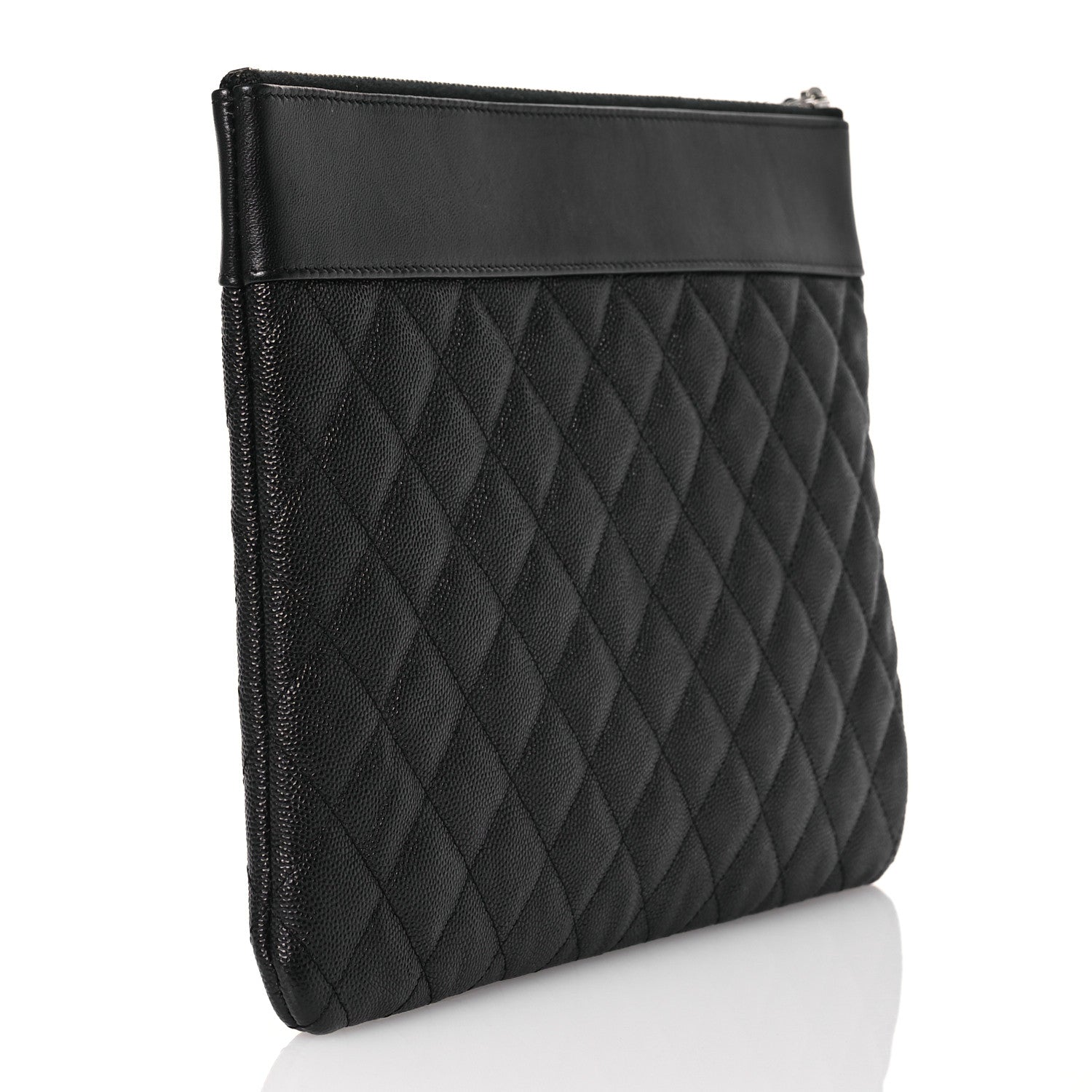 Chanel Caviar Quilted Mademoiselle Vintage Large Zip Pouch Black 3 of 10