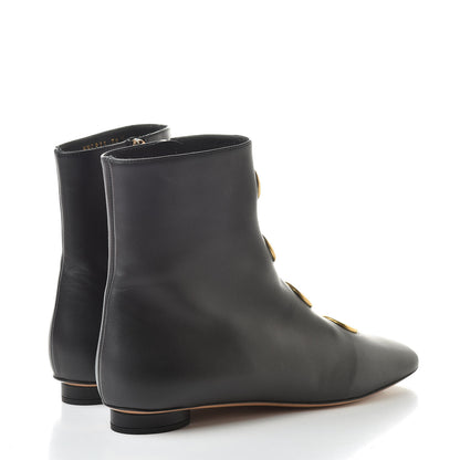 Valentino Garavani Smooth Calfskin Eyelet Ankle Boots 38.5 Black 4 of 9