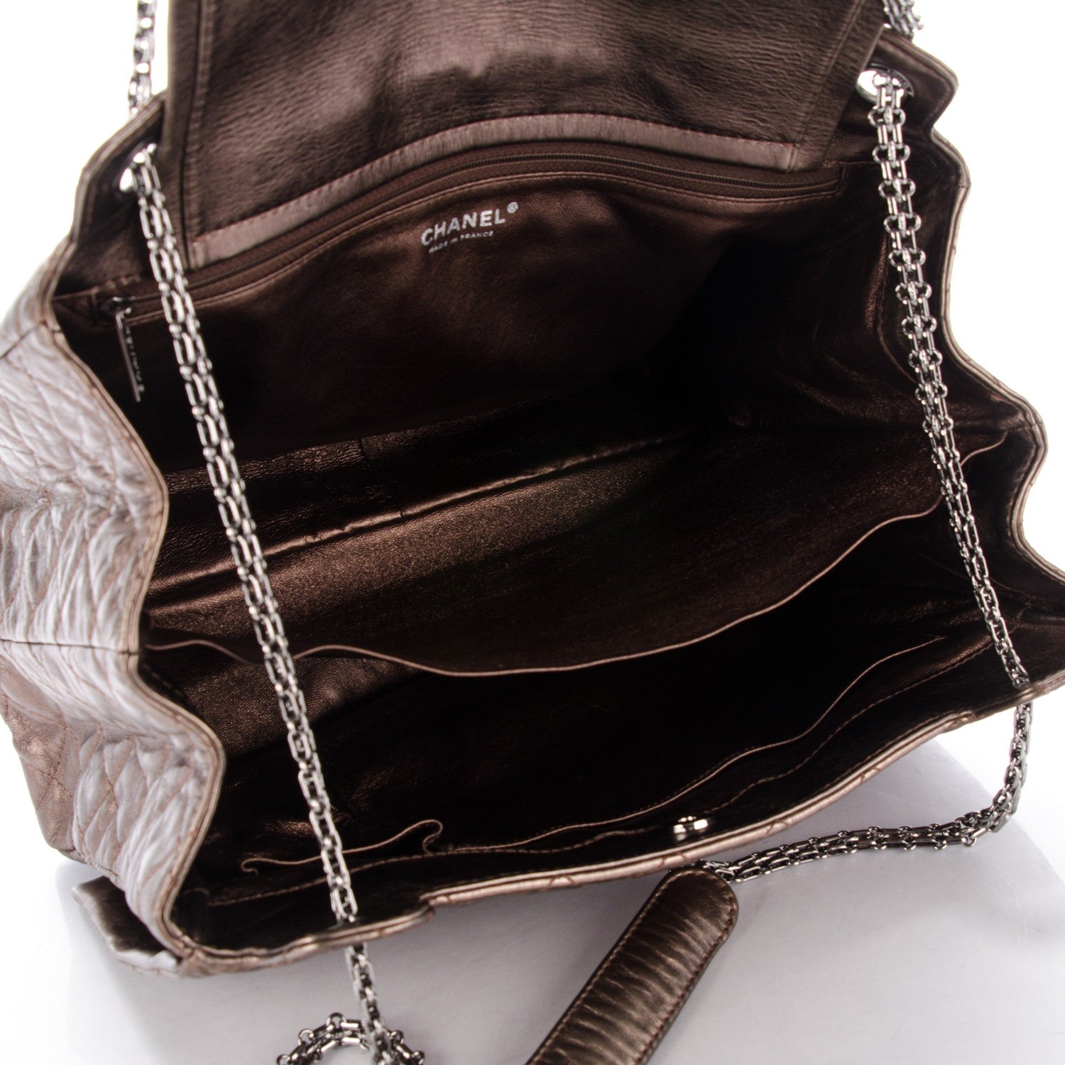 Chanel Metallic Aged Calfskin Quilted Reissue 2.55 Accordion Flap Bronze 5 of 7