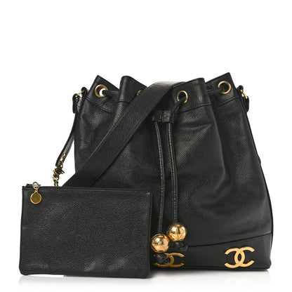 Chanel Caviar CC Drawstring Shoulder Bag Black 1 of 9