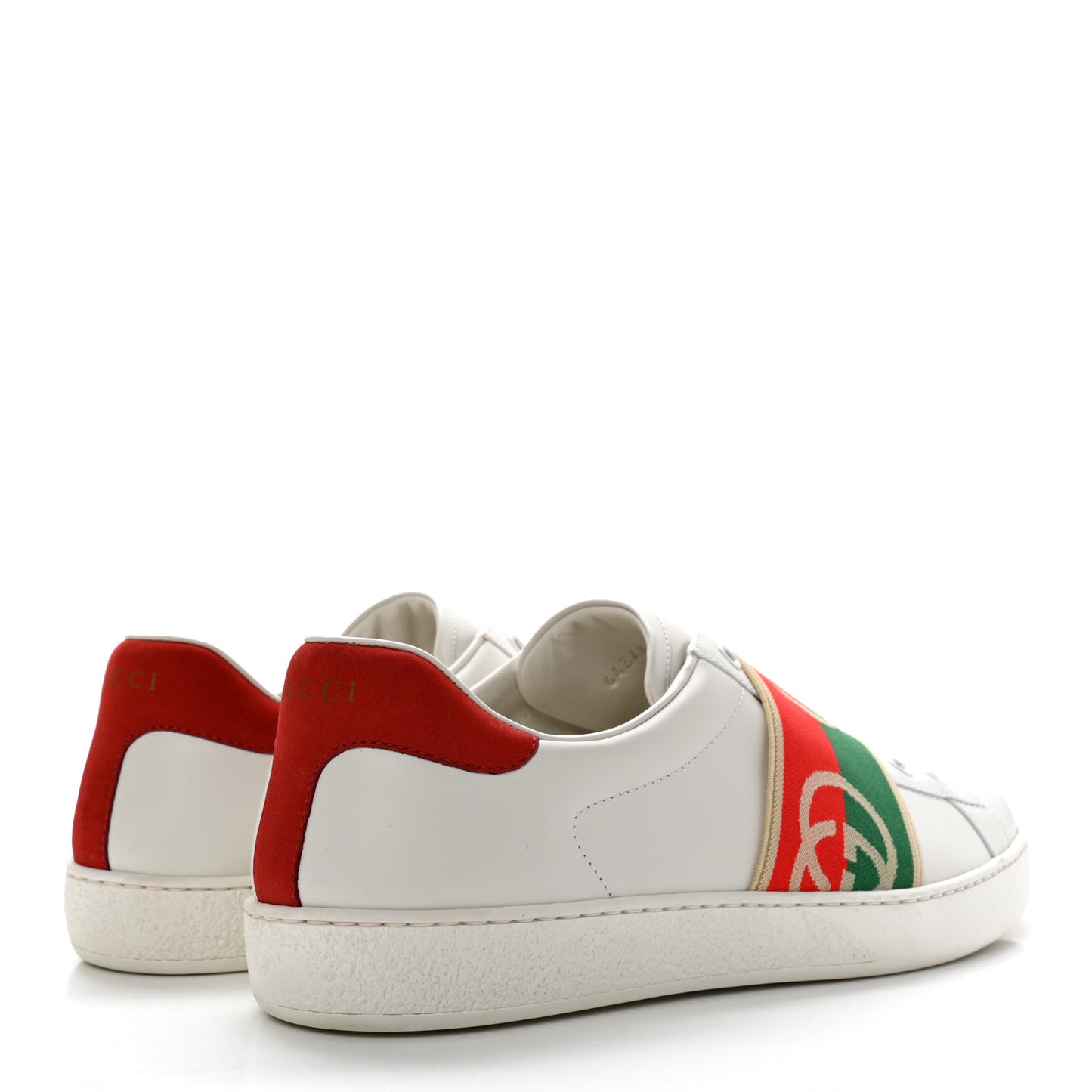 Calfskin Web Interlocking G Mens Ace Sneakers 7 White