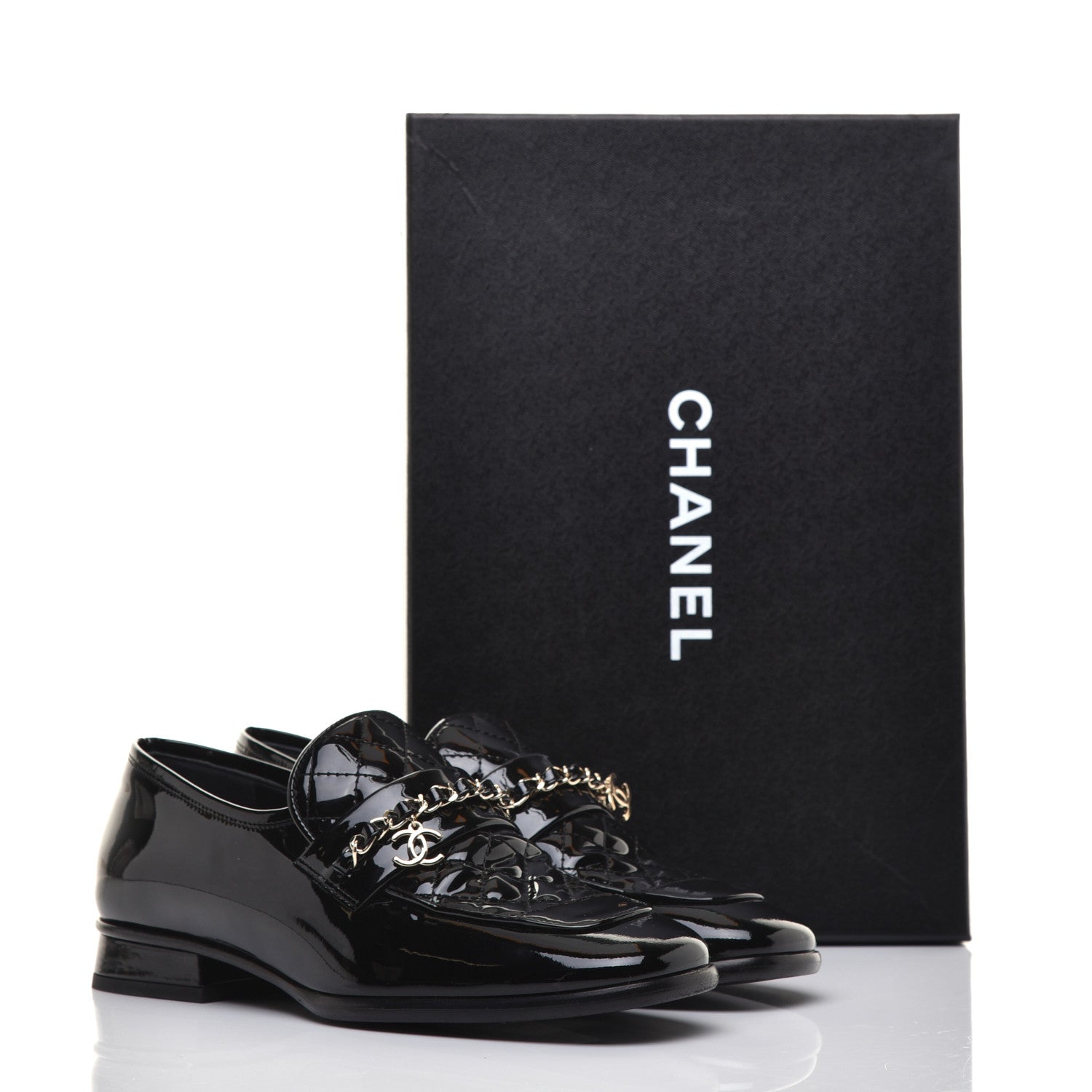 Chanel Patent Calfskin CC Chain Mocassin Loafers 36 Black 9 of 9