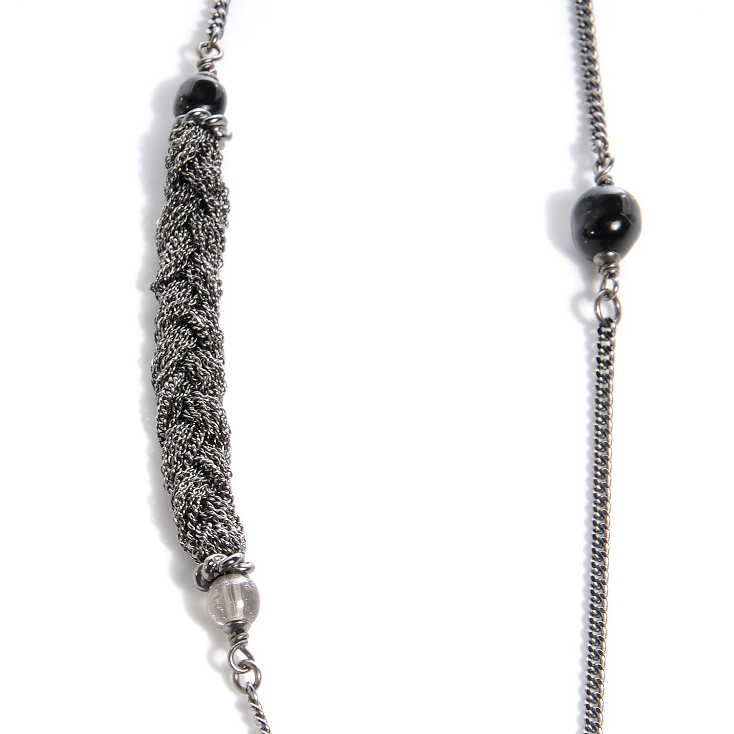 Chanel Pearl Crystal CC Bead Necklace Silver 4 of 4