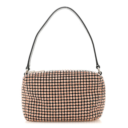 Alexander Wang Mesh Crystal Rhinestone Mini Heiress Pouch Faded Neon Orange 1 of 10