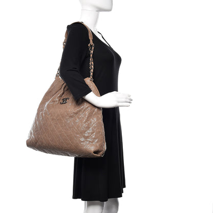 Chanel Distressed Glazed Caviar Quilted Large Elastic Tote Grey 2 of 10