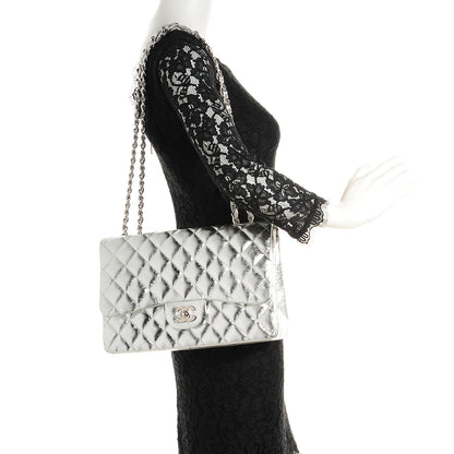 Chanel Metallic Calfskin Quilted Jumbo Single Flap Silver 2 of 8
