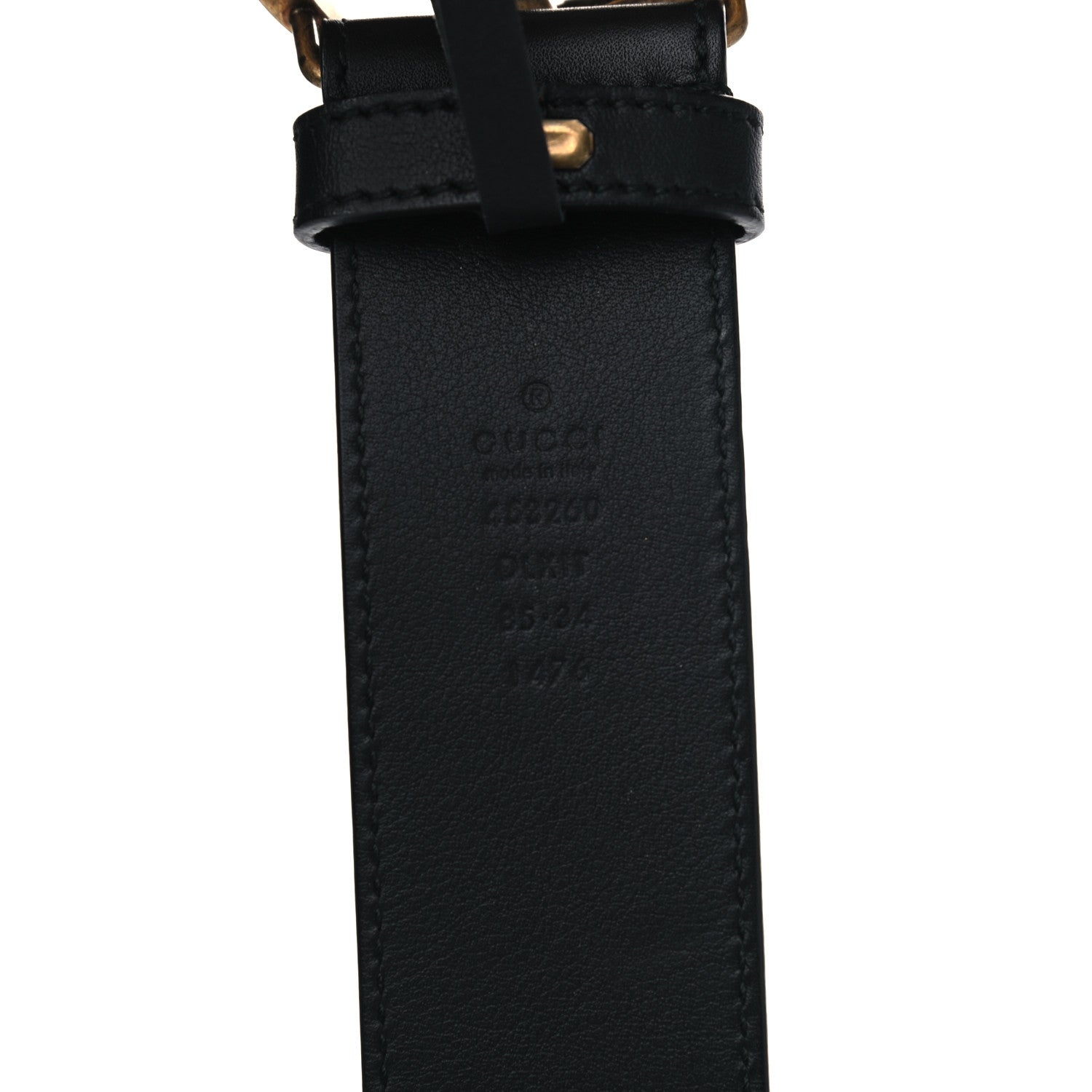 Gucci Moon Calfskin Pearl Double G 40mm Belt 85 34 Black Cream 3 of 4