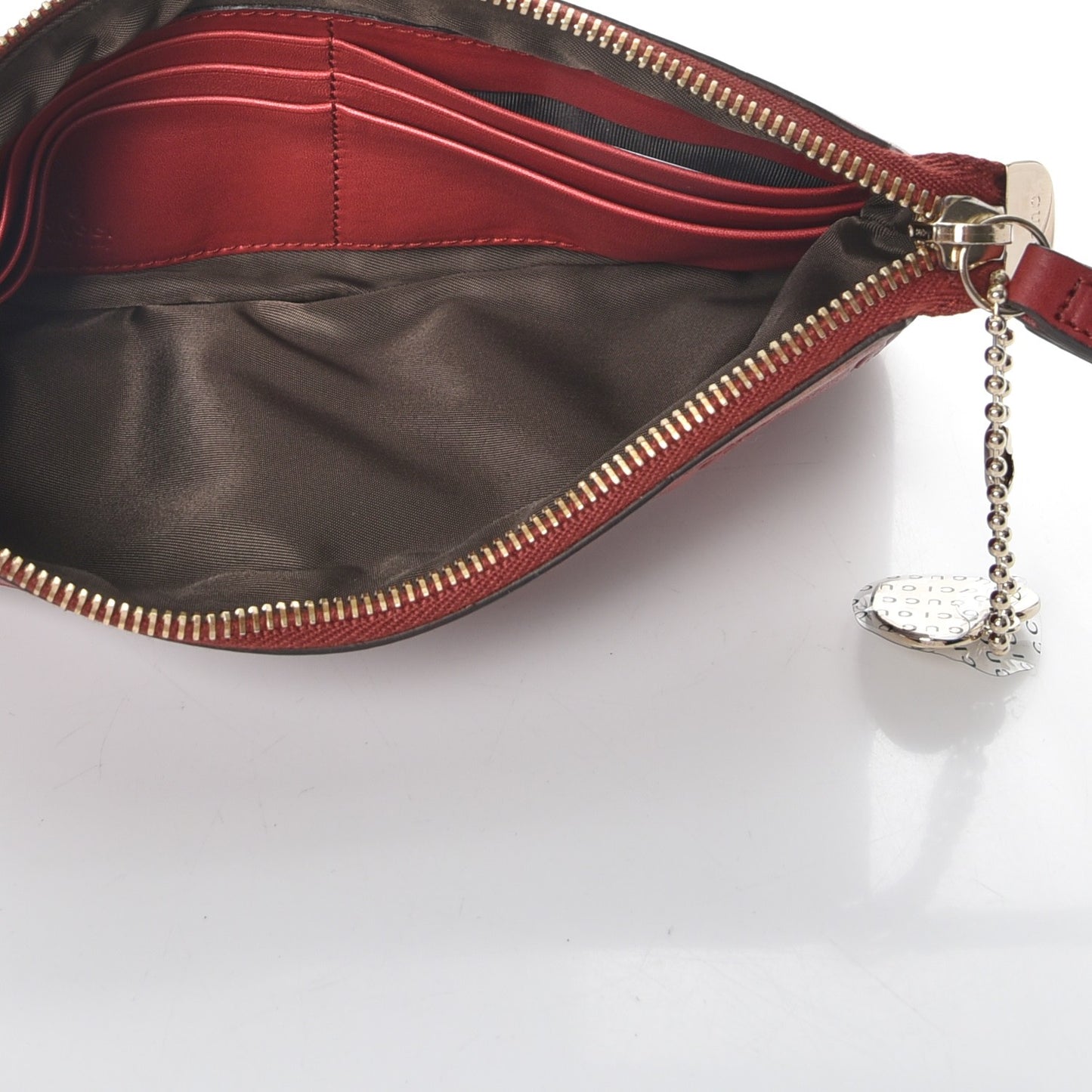 Guccissima Heart Wristlet Bordeaux