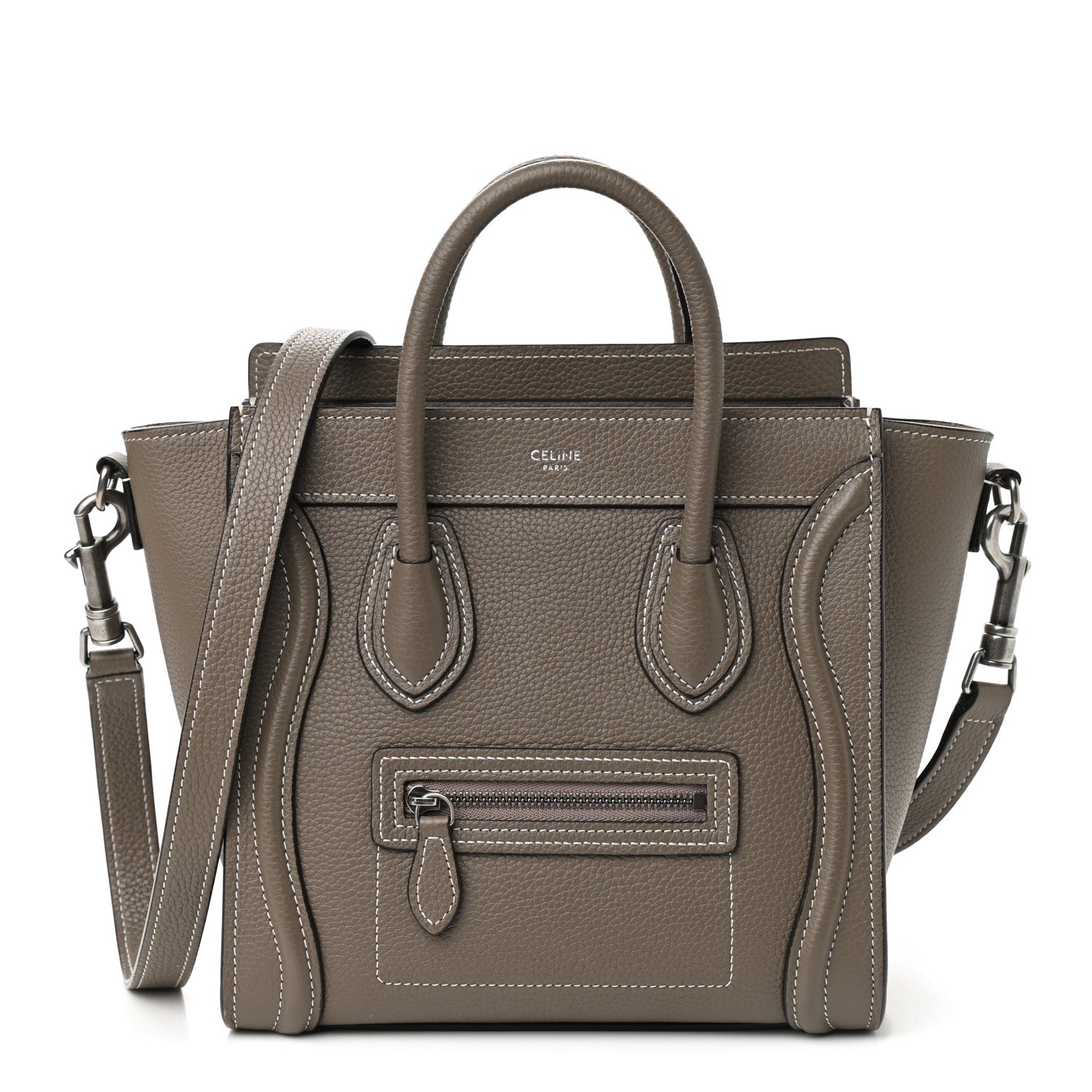 Celine Drummed Calfskin Nano Luggage Souris 1 of 9