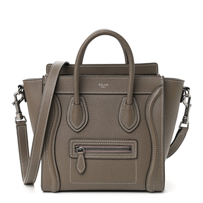 Celine Drummed Calfskin Nano Luggage Souris 1 of 9