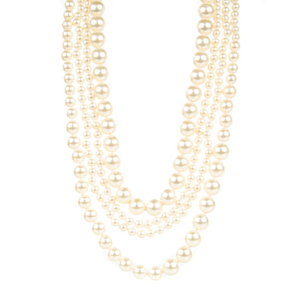 Chanel Graduated Pearl Crystal Multi Strand Necklace Gold 1 of 6