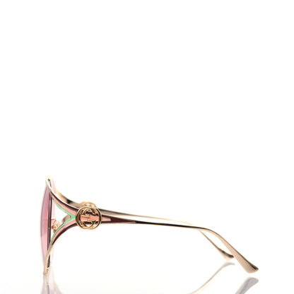 Gucci Metal Oversized Round Frame GG0225S Sunglasses Gold 3 of 8