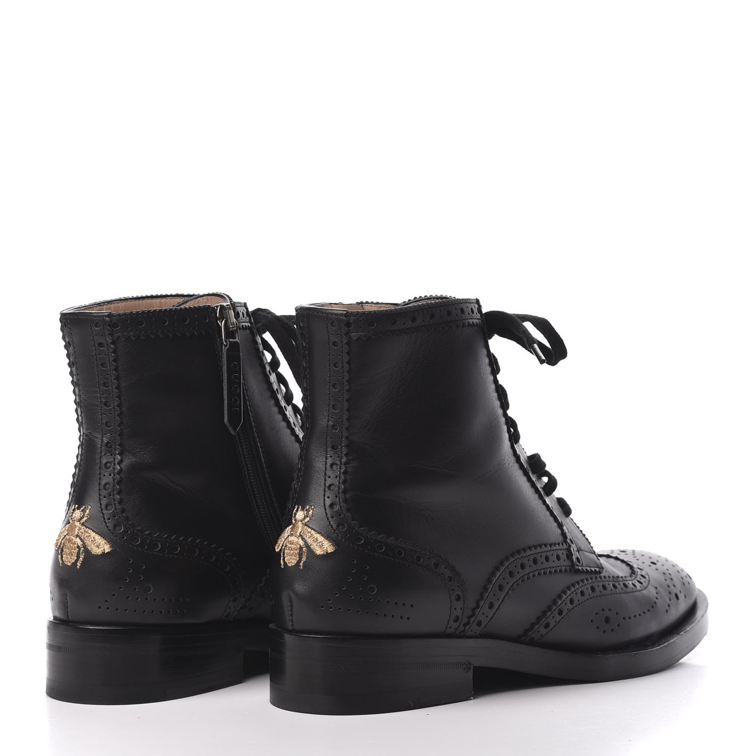 Gucci Calfskin Womens Queercore Brogue Wingtip Boots 38.5 Black 4 of 10