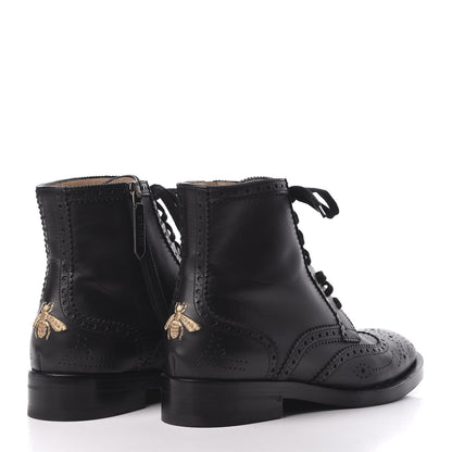 Gucci Calfskin Womens Queercore Brogue Wingtip Boots 38.5 Black 4 of 10