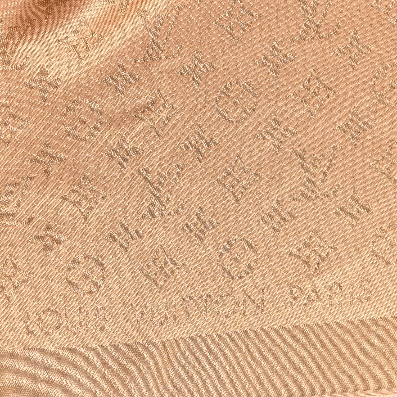 Louis Vuitton Silk Wool Monogram Shine Shawl Caramel 2 of 3