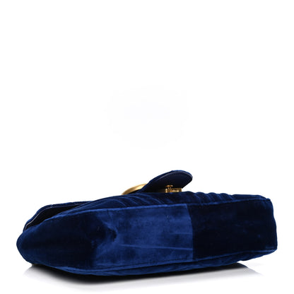 Gucci Velvet Matelasse Medium GG Marmont Shoulder Bag Cobalt Blue 4 of 5
