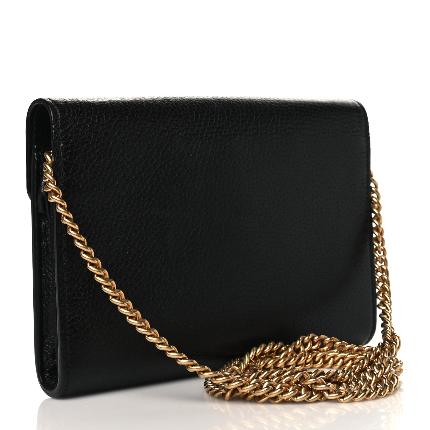Calfskin GG Marmont Chain Wallet Black