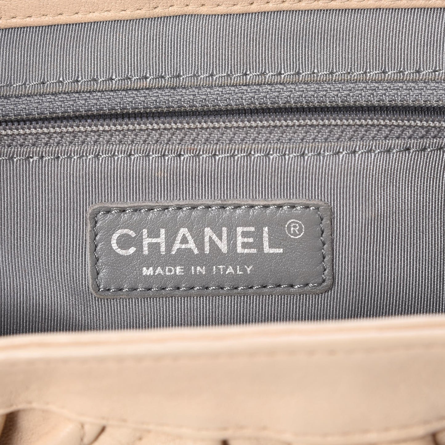 Washed Lambskin Quilted Medium Chain Around Messenger Light Beige