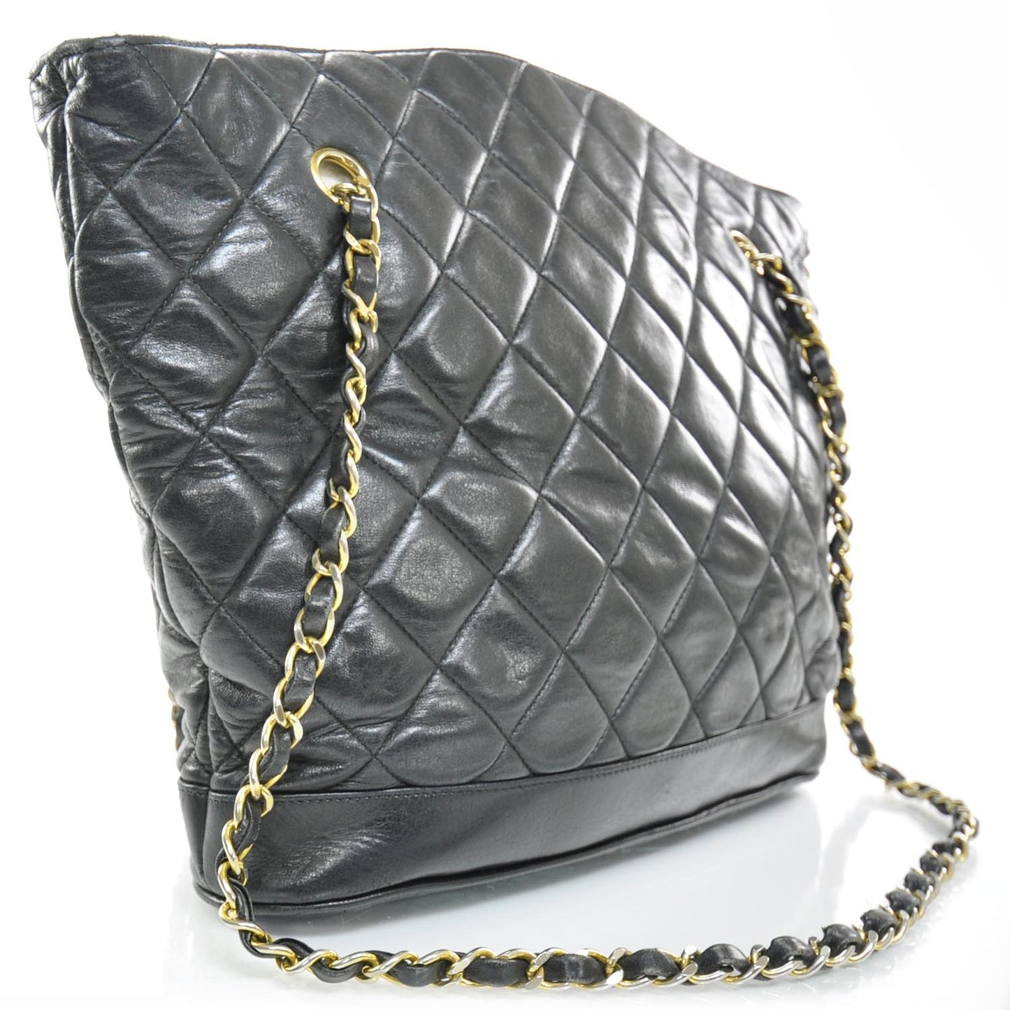 Lambskin Quilted Shopper Tote Black GHW