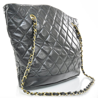Chanel Lambskin Quilted Shopper Tote Black GHW 3 of 9