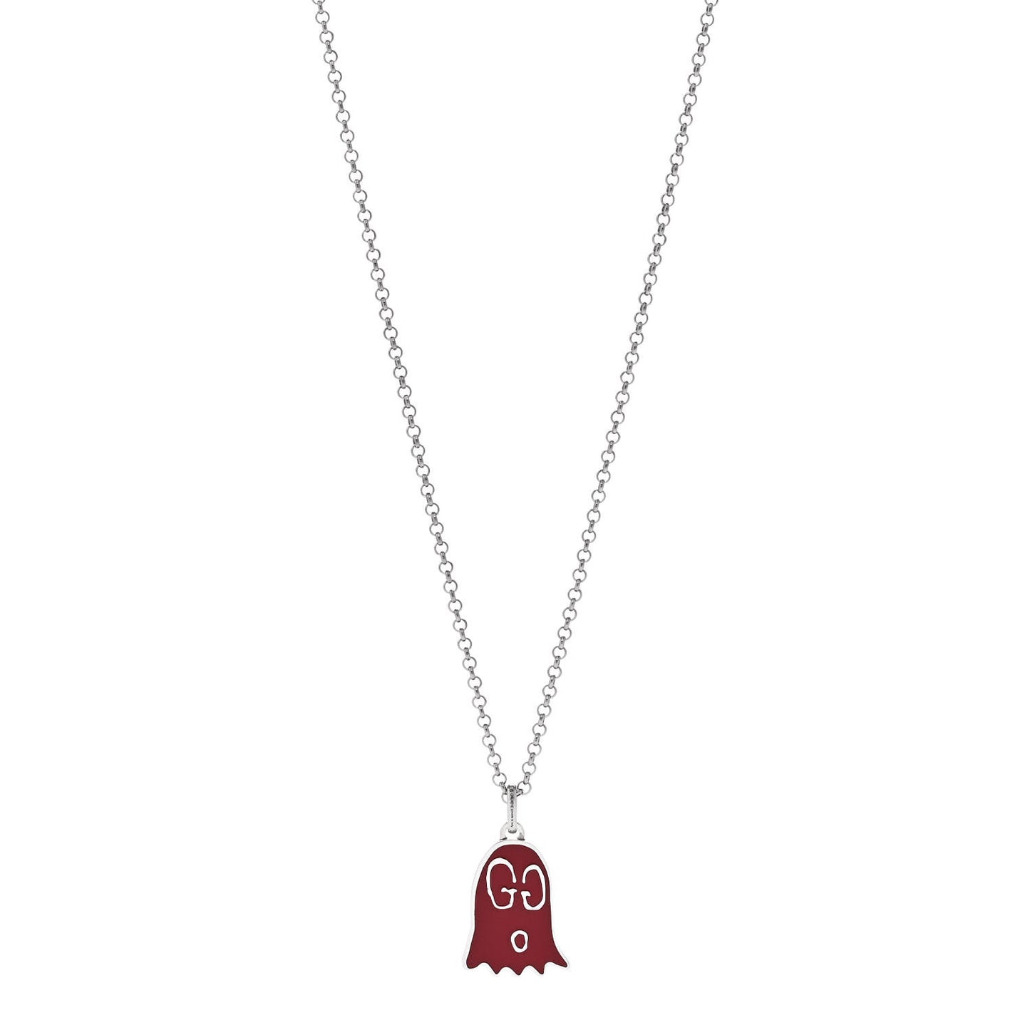 Sterling Silver Enamel GucciGhost Ghost Pendant Necklace Red