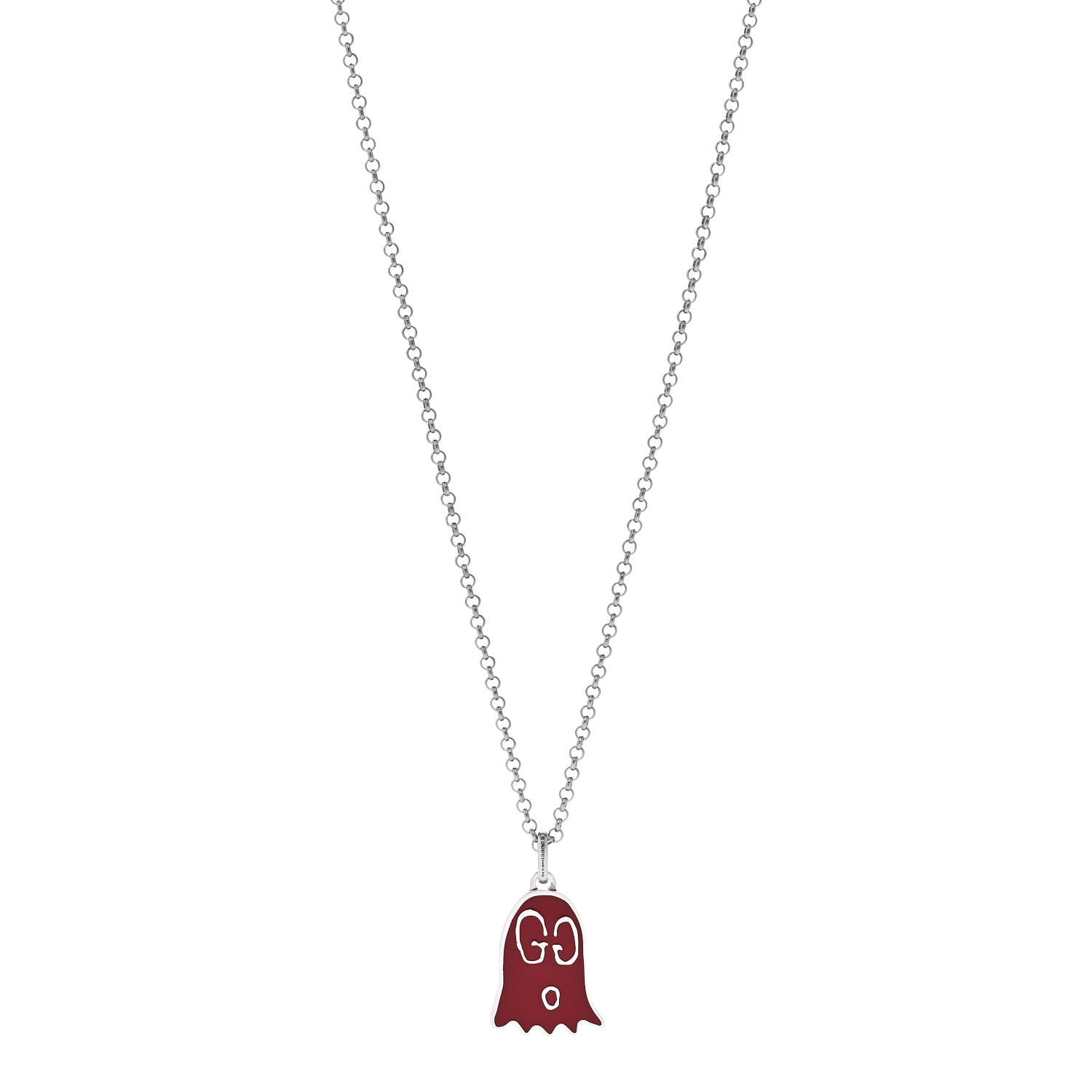 Gucci Sterling Silver Enamel GucciGhost Ghost Pendant Necklace Red 1 of 6