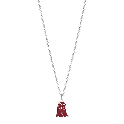 Gucci Sterling Silver Enamel GucciGhost Ghost Pendant Necklace Red 1 of 6