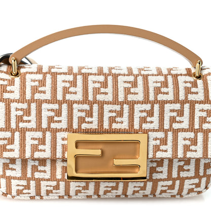 Fendi Raffia Chenille Vitello FF Phone Baguette  Naturale White 7 of 9