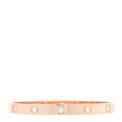 Cartier 18K Pink Gold 10 Diamond LOVE Bracelet 17 1 of 8