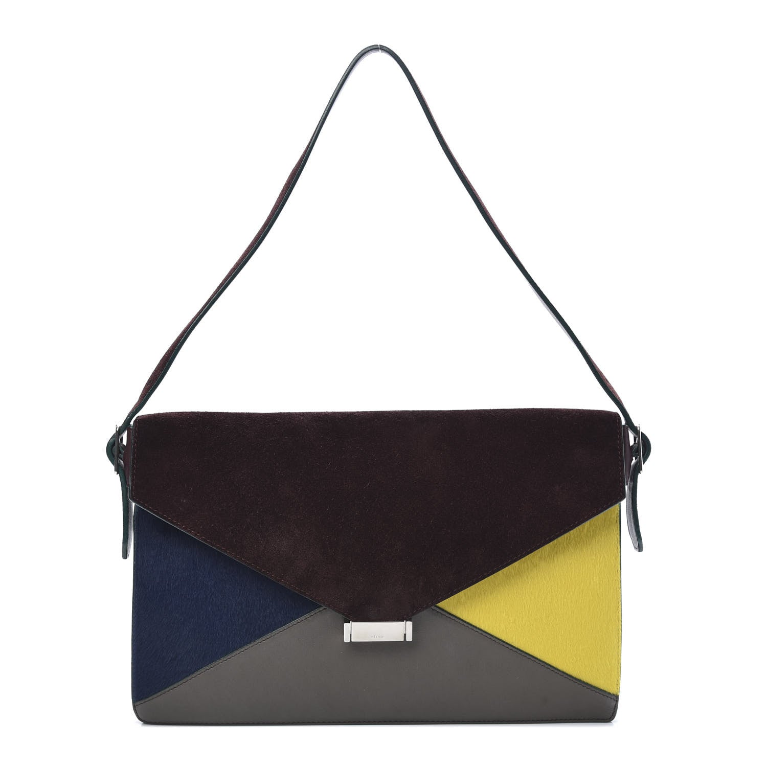 Celine Suede Calfskin Pony Hair Medium Tri-Color Diamond Shoulder Bag Blood 1 of 13