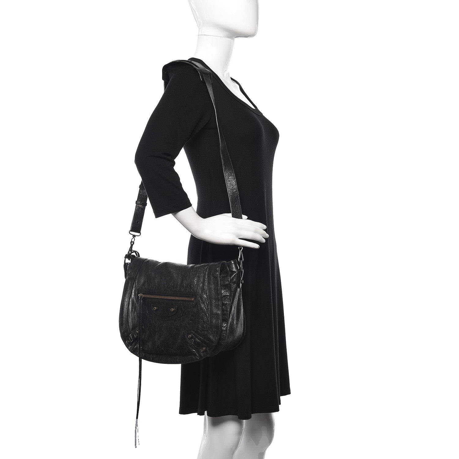 Balenciaga Agneau Classic Hardware Neo Folk Messenger Black 2 of 10