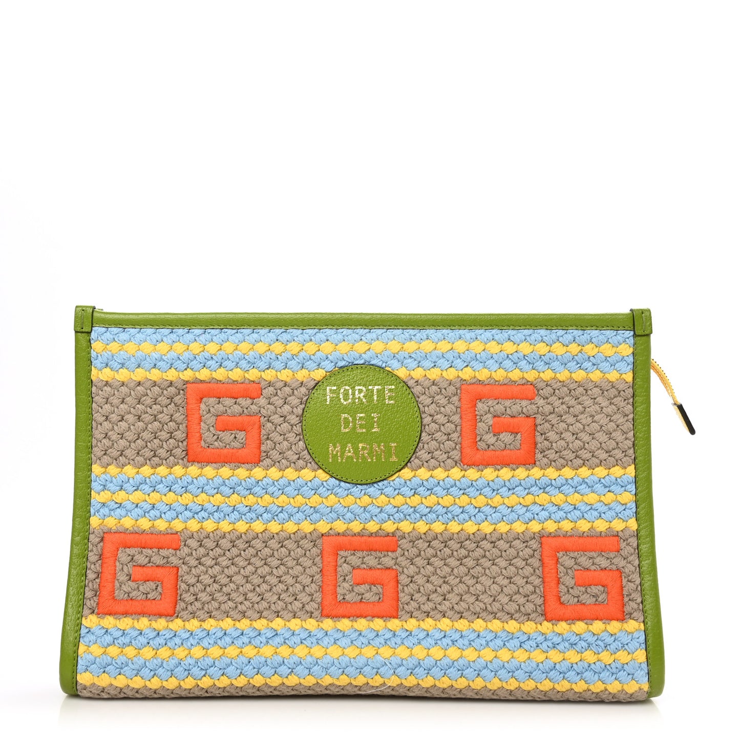 Fabric Embroidered Square G Forte Dei Marmi Striped Case Green Yellow
