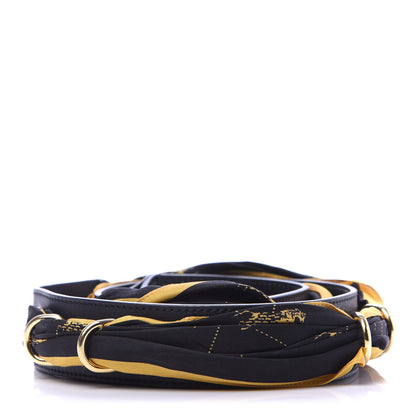 Chloe Calfskin Silk Little Horses Scarf Strap Navy 2 of 5