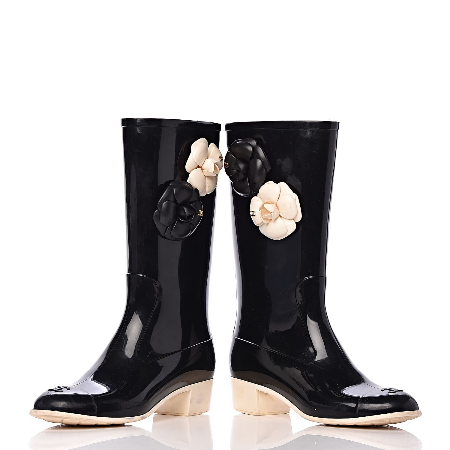 Chanel Rubber Camellia Rain Boots 40 Black 18 of 18
