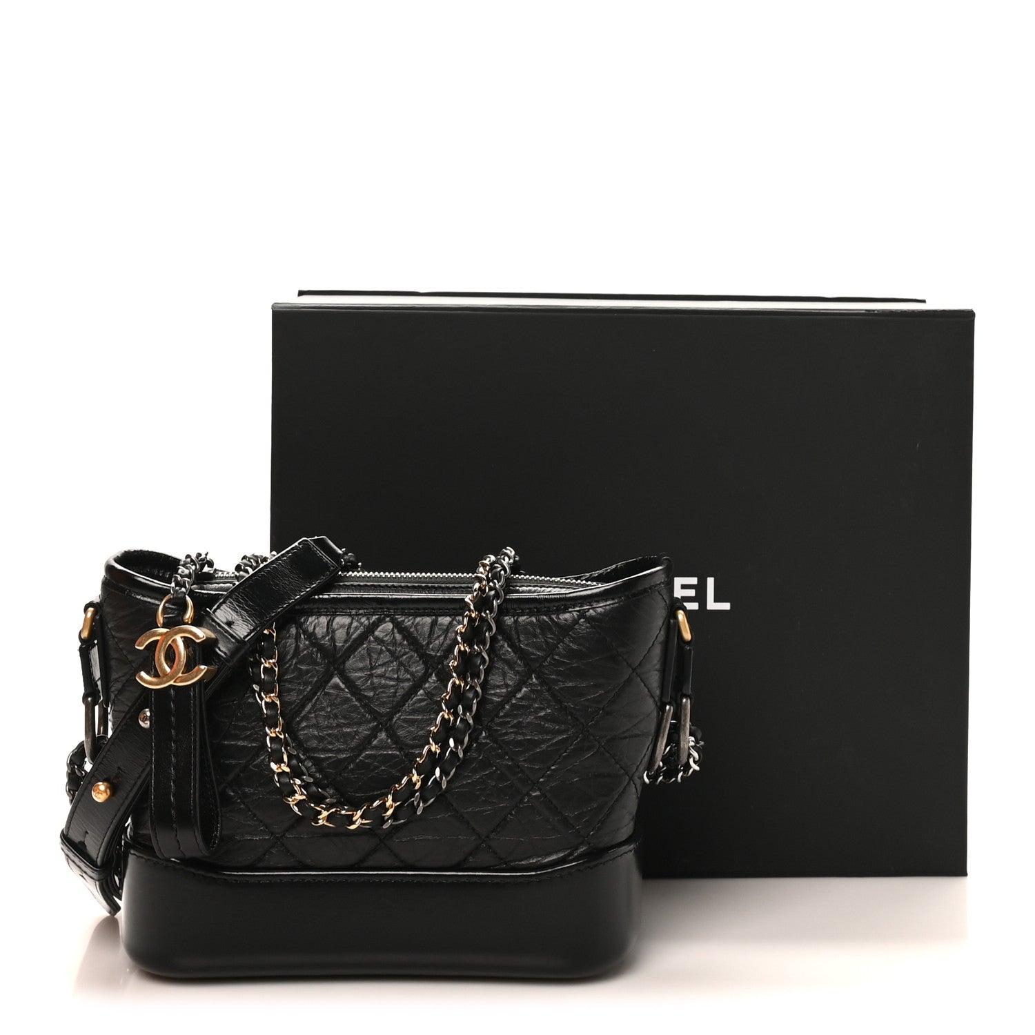 Chanel Aged Calfskin Quilted Small Gabrielle Logo Hobo Black 11 of 11