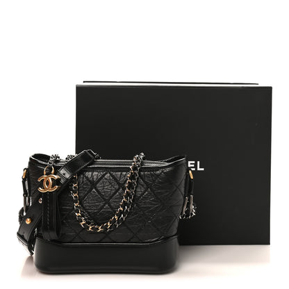 Chanel Aged Calfskin Quilted Small Gabrielle Logo Hobo Black 11 of 11